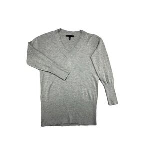 White House Black Market Sweater Grey Cashmere Blend V Neck Womens‎ Size S